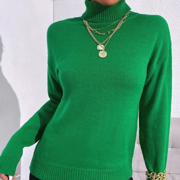 Turtleneck sweater fall winter green - Picture 6 of 7